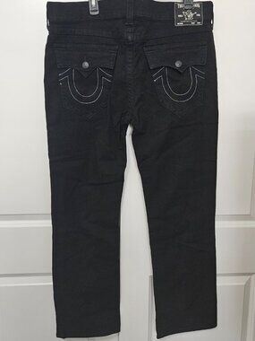 True Religion Ricky Relaxed Straight Men's Black Jeans Size 36 31 in Inseam